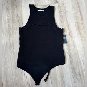 NWT Black Ribbed Key Hole Bodysuit